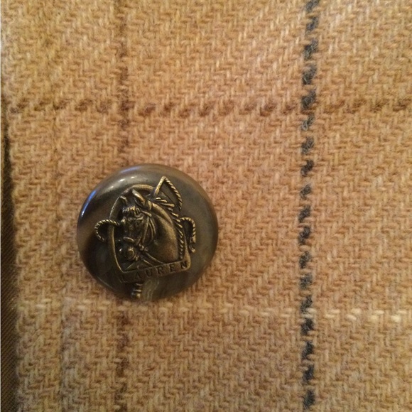 EUC Lauren Ralph Lauren tan lambswool plaid blazer.Sz 12 Purchased/never worn - Picture 7 of 15